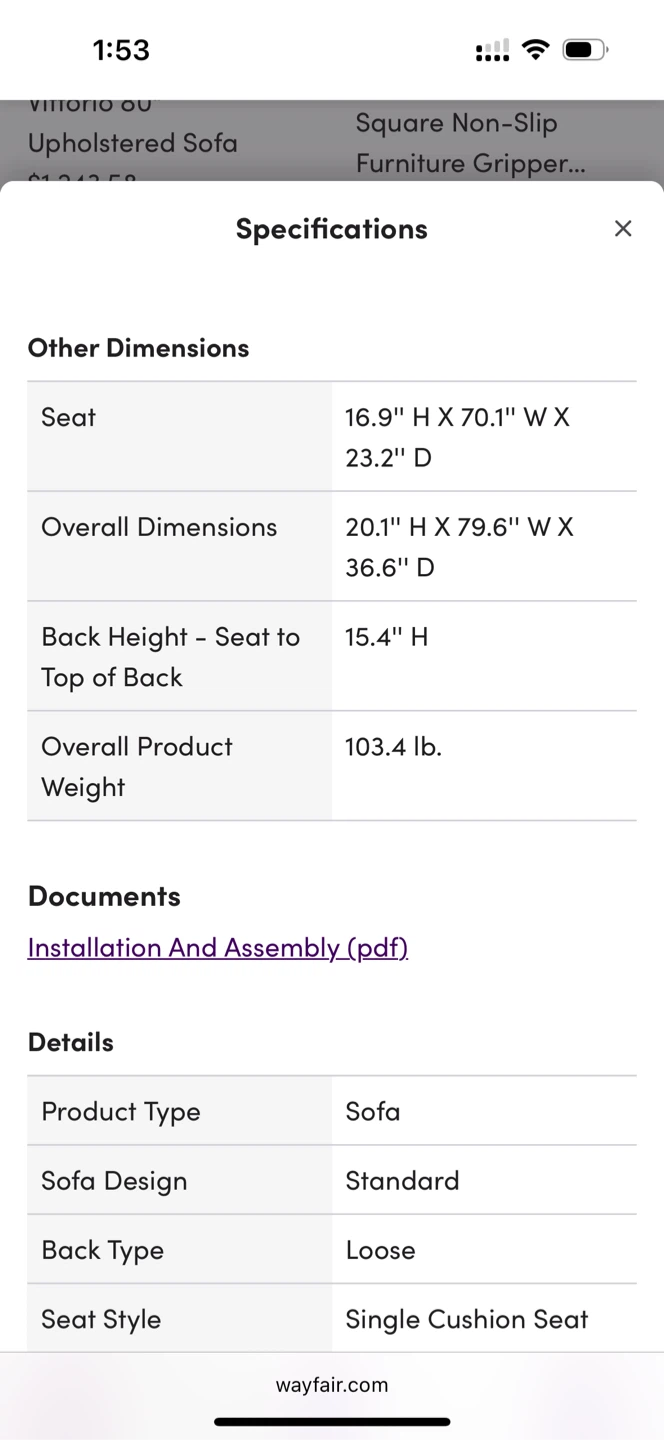 Gray Sofa - 79.6" Wide - photo 5