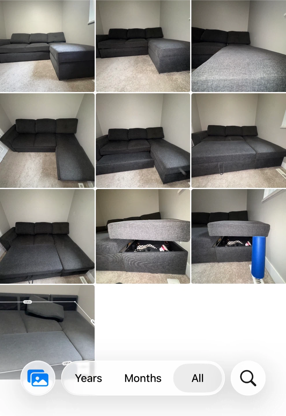 Dark Grey Sectional Sofa with Storage