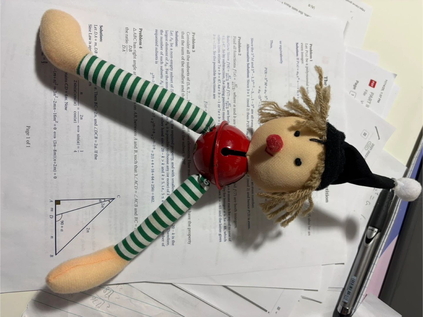 Stuffed Elf Doll with Red Bell