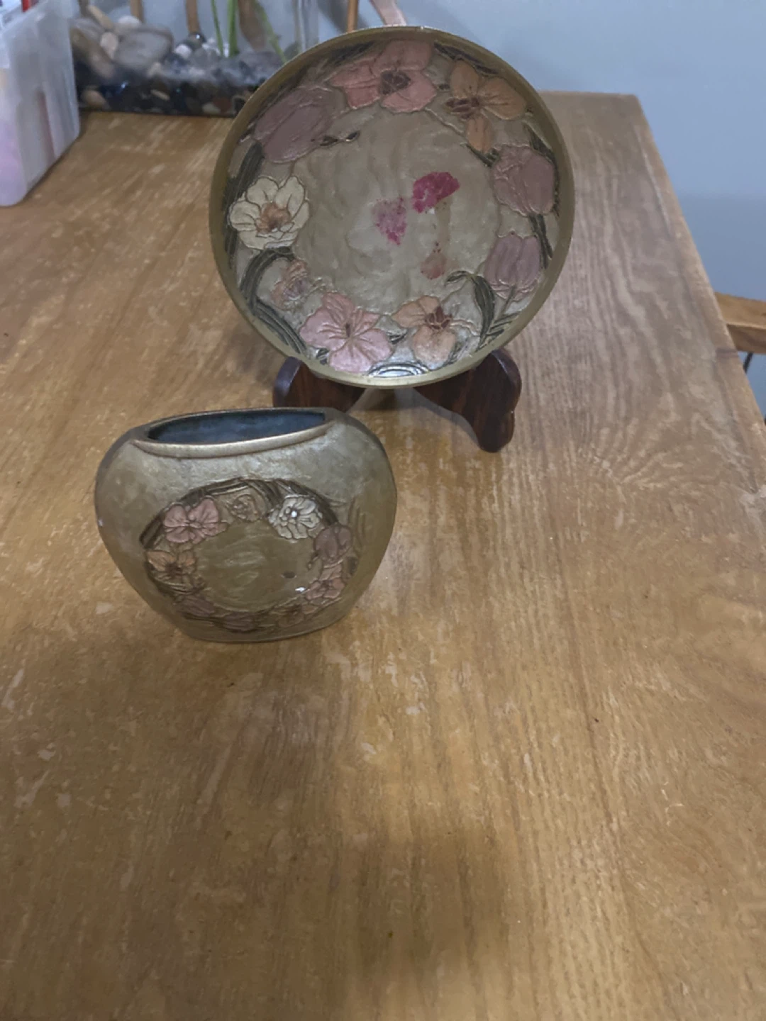 Decorative Floral Bowl and Vase Set