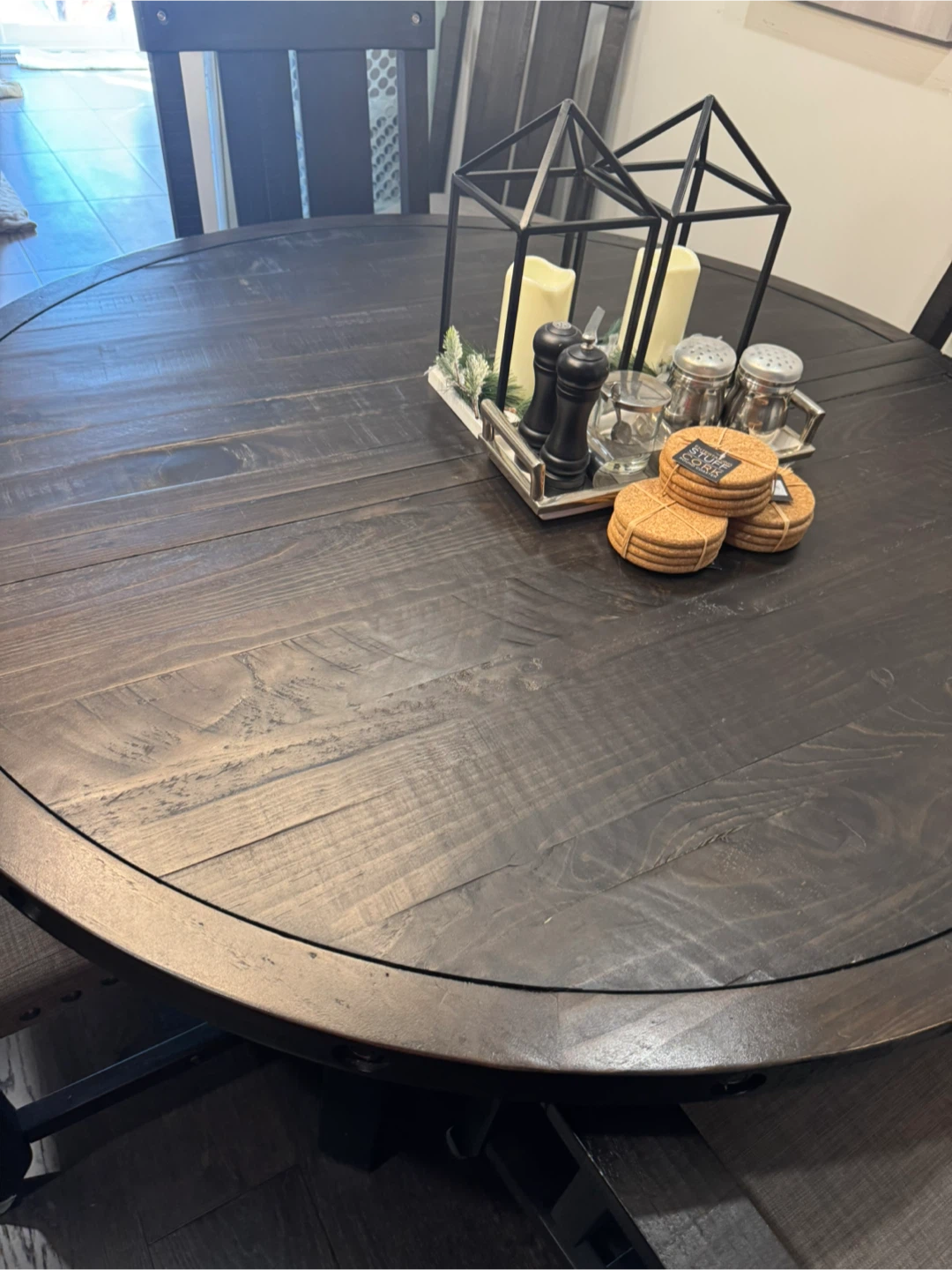 Urban Barn Round Wooden Dining Table with 6 Chairs - photo 2