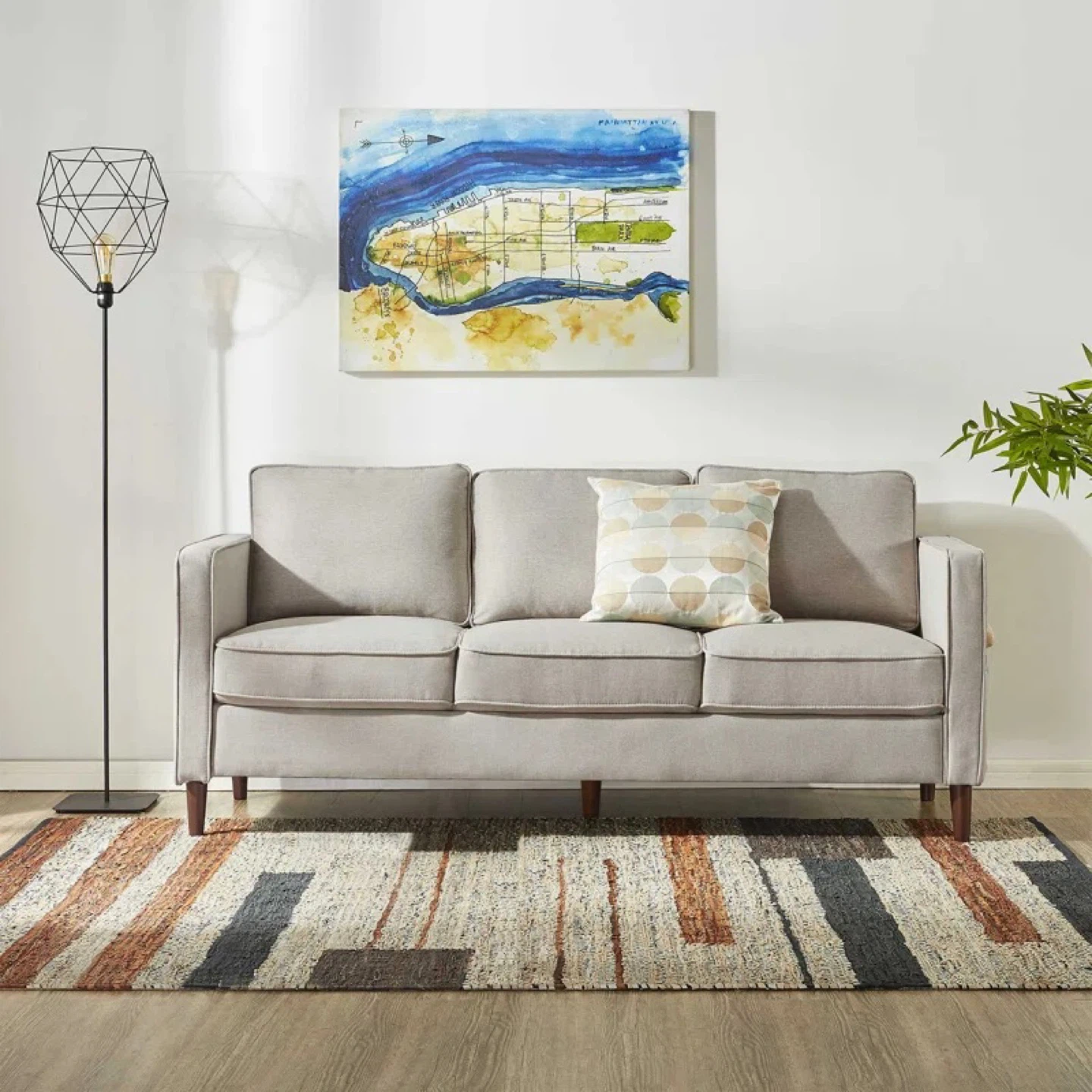 Beige Three-Seat Sofa - photo 2