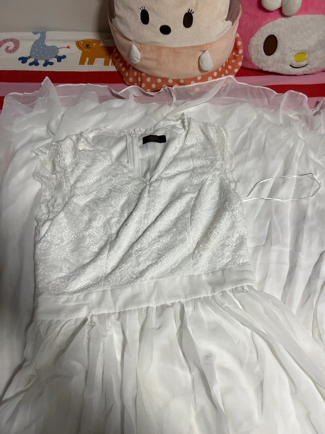 Dress Star White Lace Dress, Size L