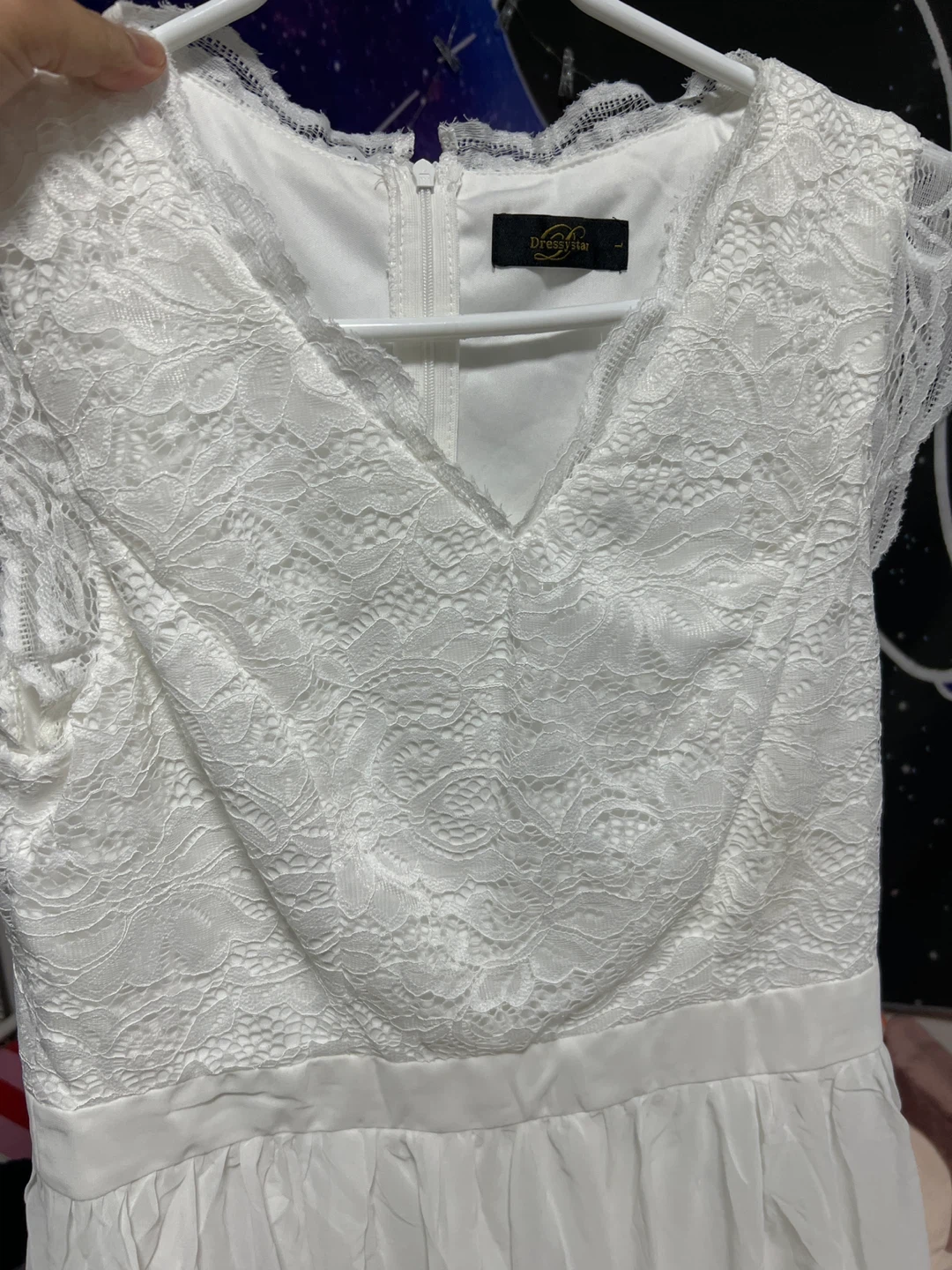 Dress Star White Lace Dress, Size L - photo 2