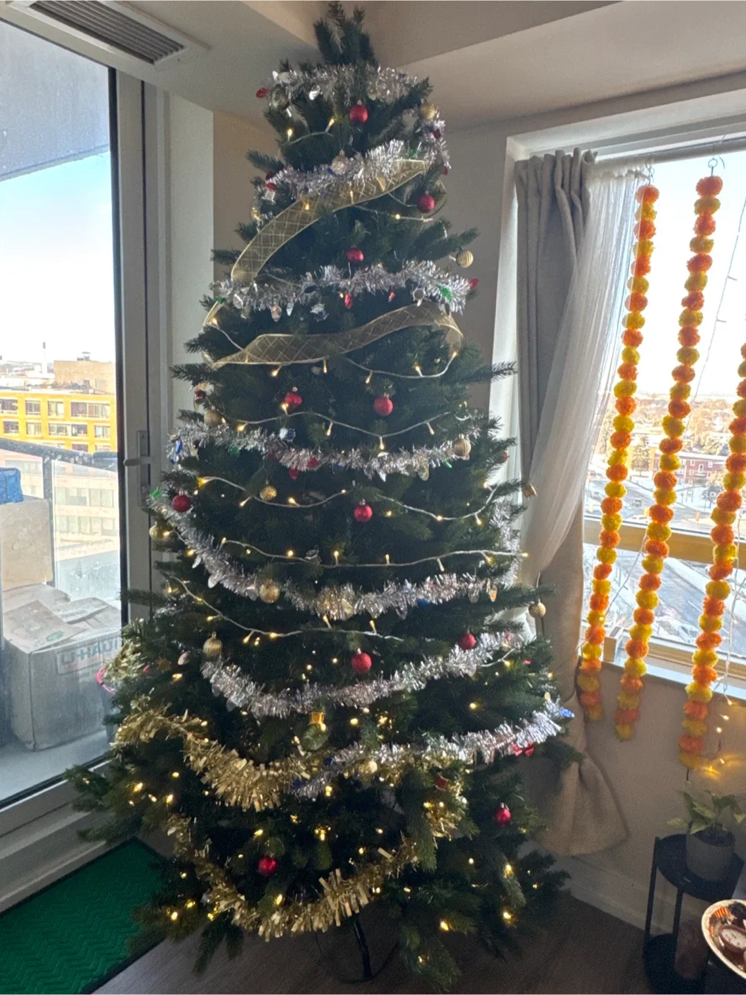 7ft Christmas Tree with Extra Lights & Decorations