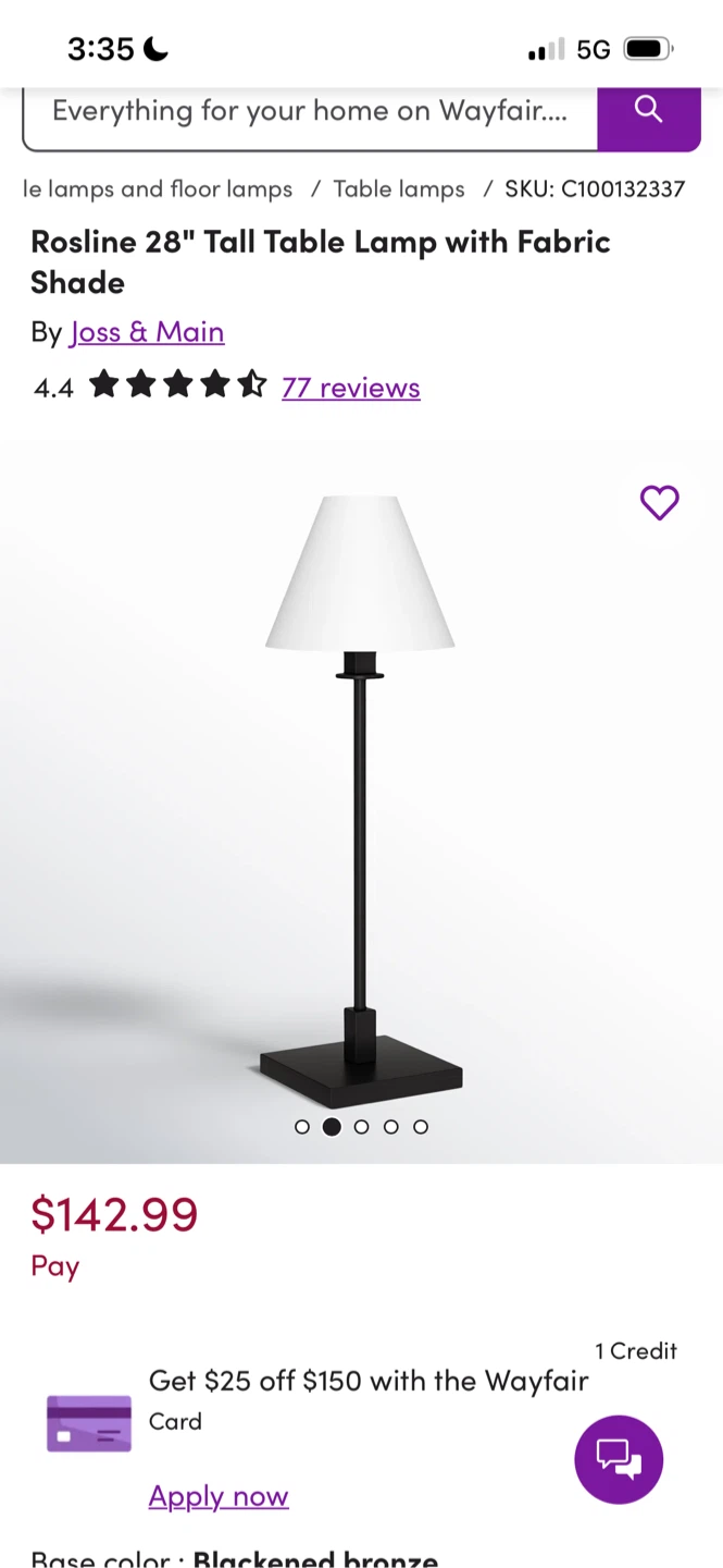 New Joss & Main Rosline 28" Table Lamp - photo 3