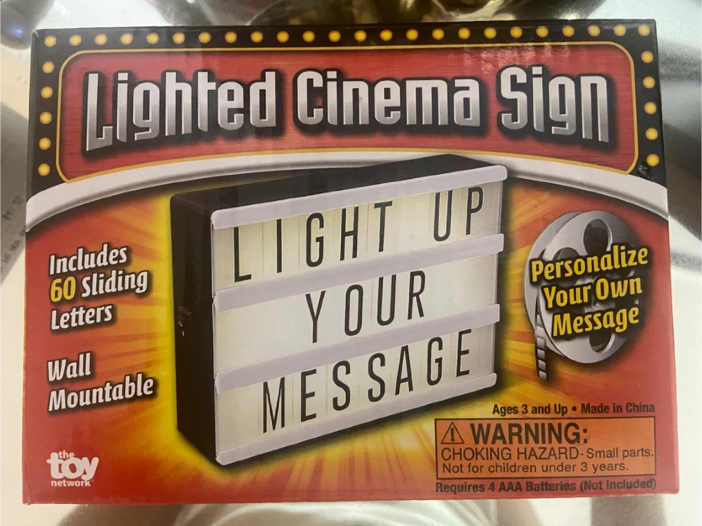 Lighted Cinema Sign with 60 Sliding Letters