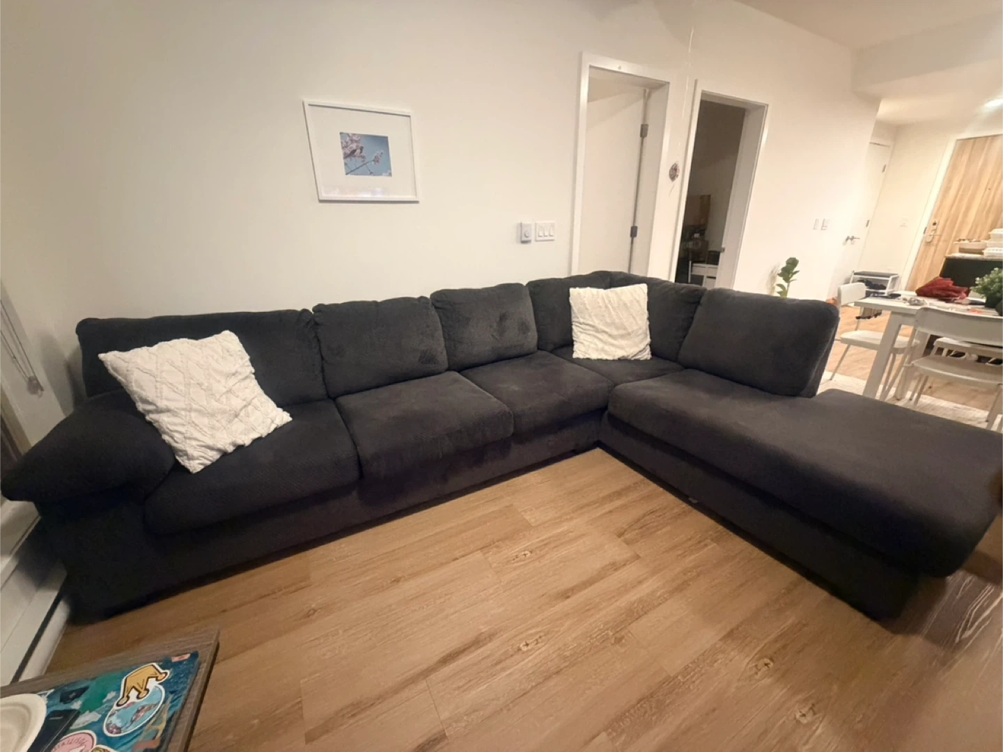 Dark Grey Sectional Sofa with Chaise Lounge - photo 2