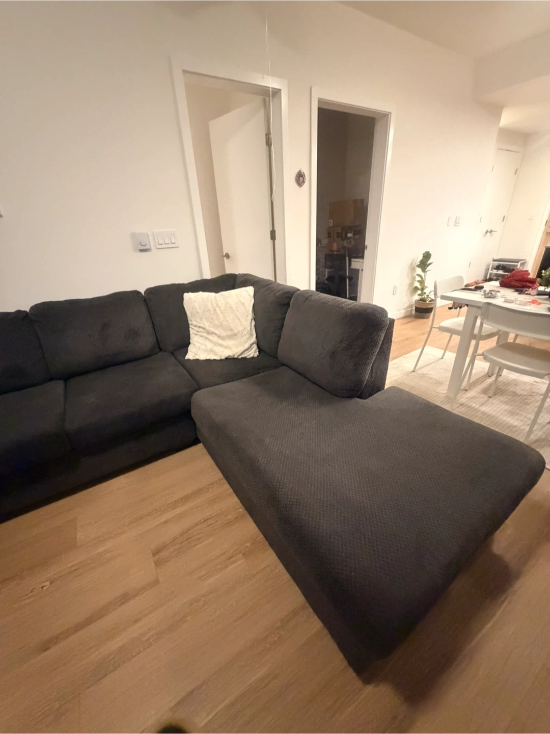 Dark Grey Sectional Sofa with Chaise Lounge - photo 3