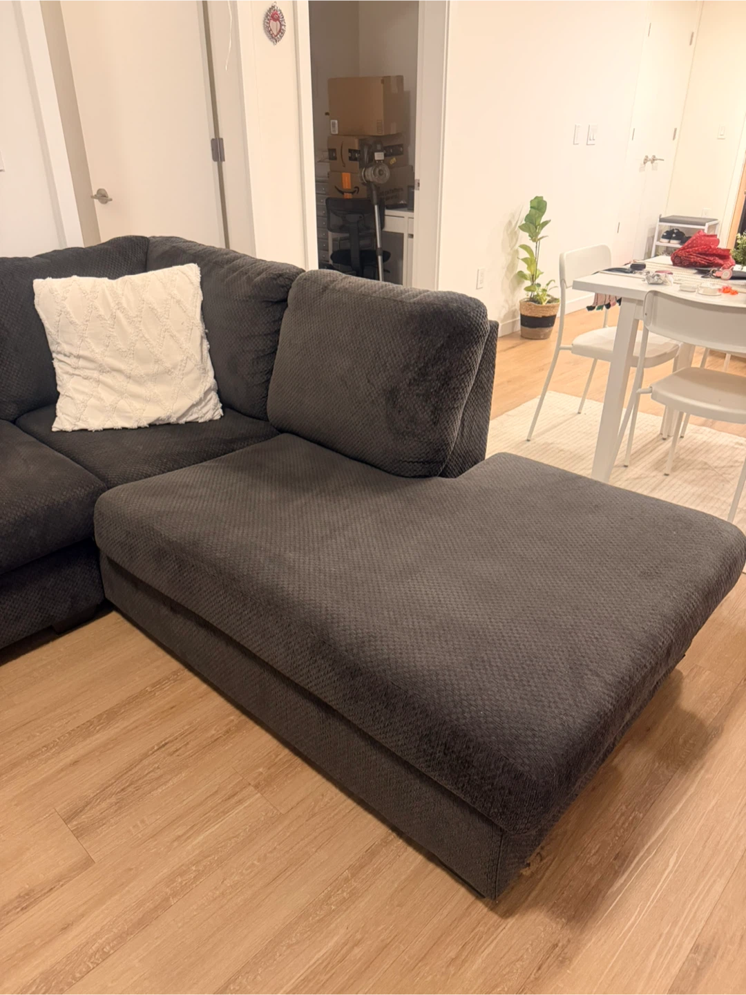 Dark Grey Sectional Sofa with Chaise Lounge - photo 4