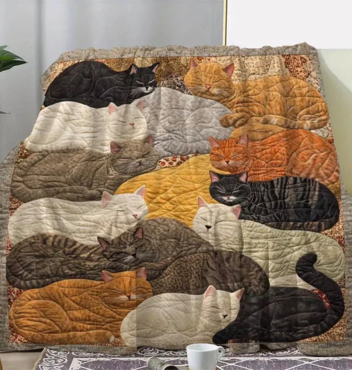 Large Super Cozy Cat Pattern Blanket (59"X79")