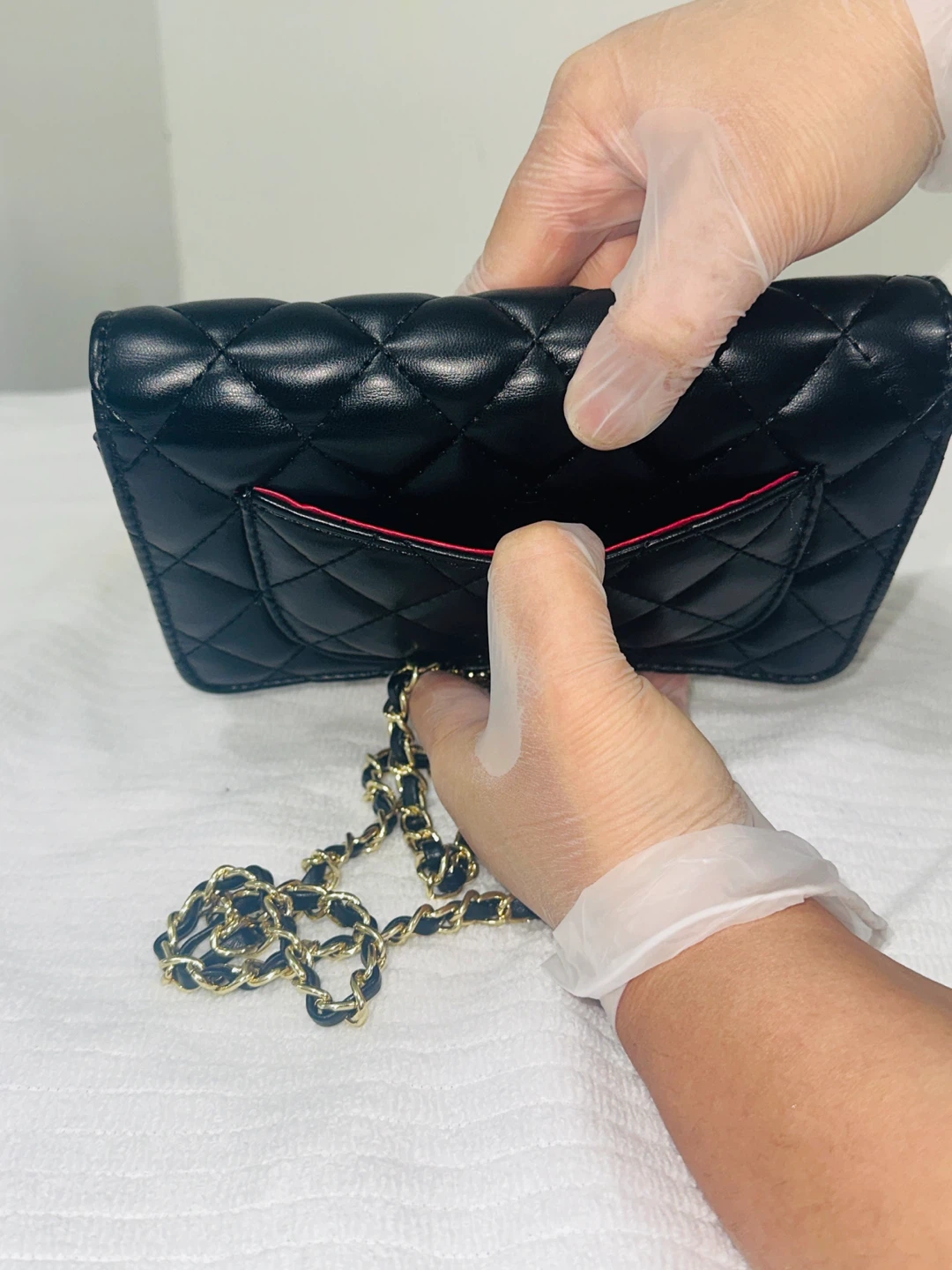 Black Quilted Chain Wallet Bag - photo 3
