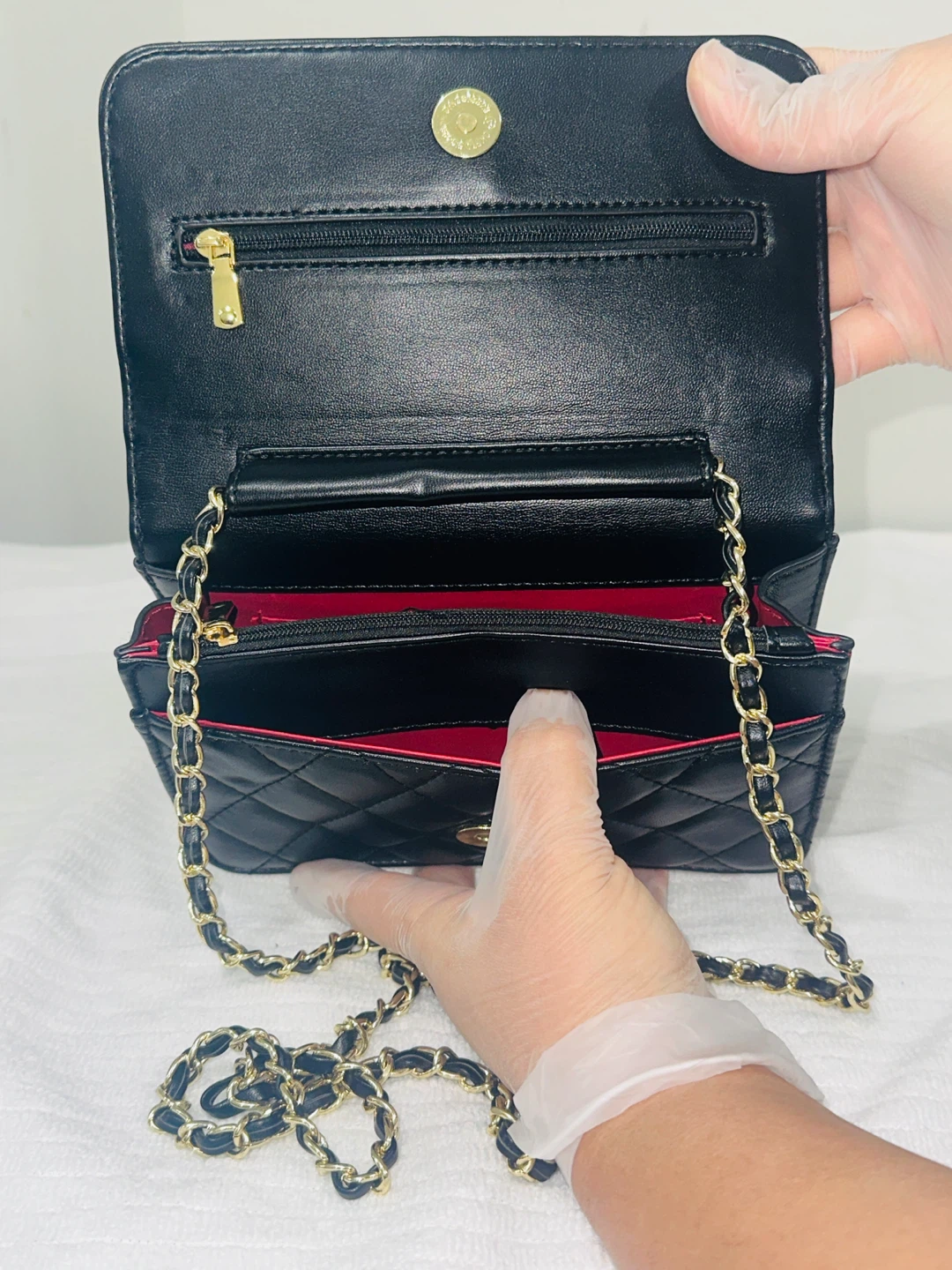Black Quilted Chain Wallet Bag - photo 2