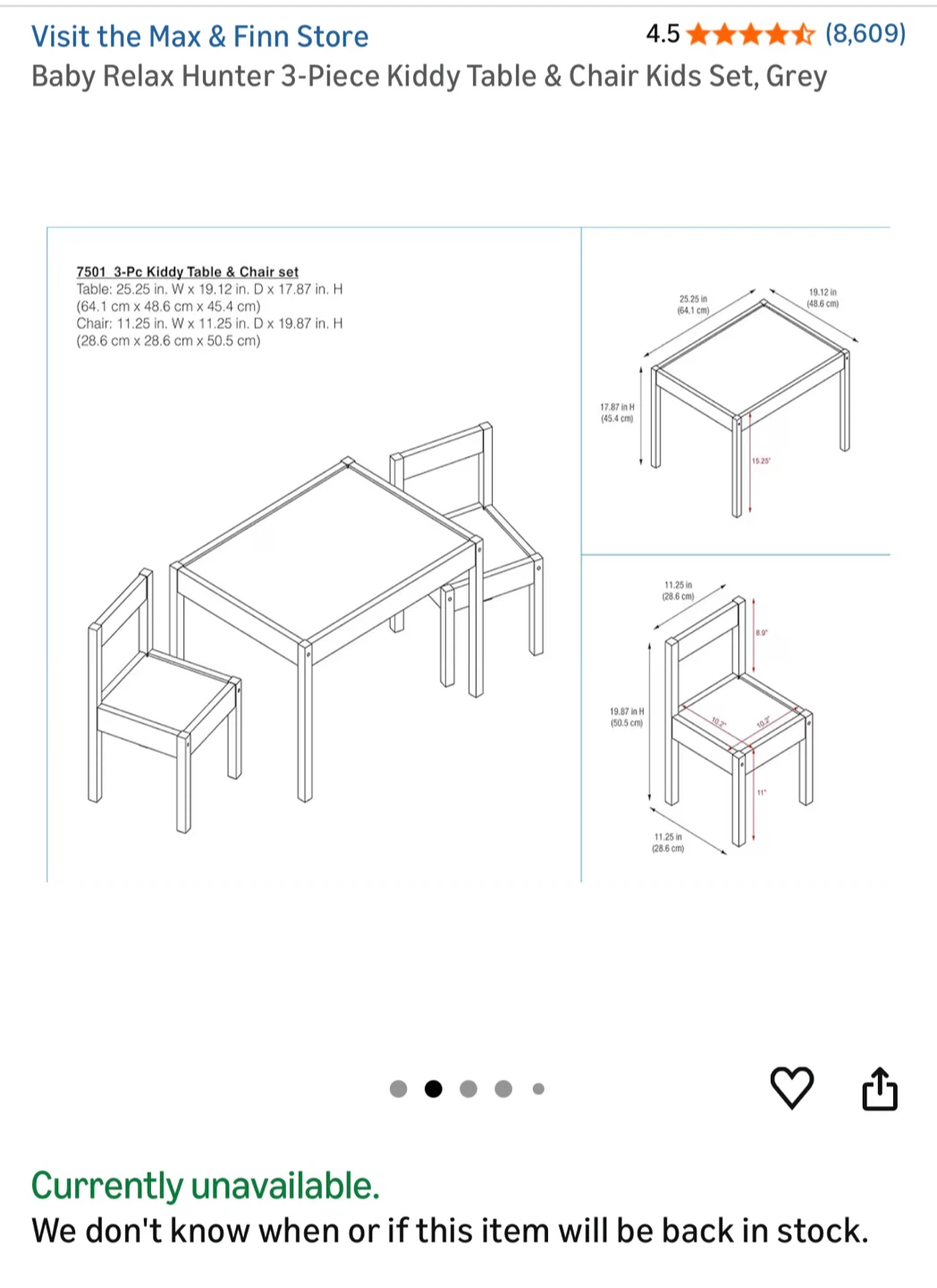 Kids Table & Chair Set - Grey and white - photo 4