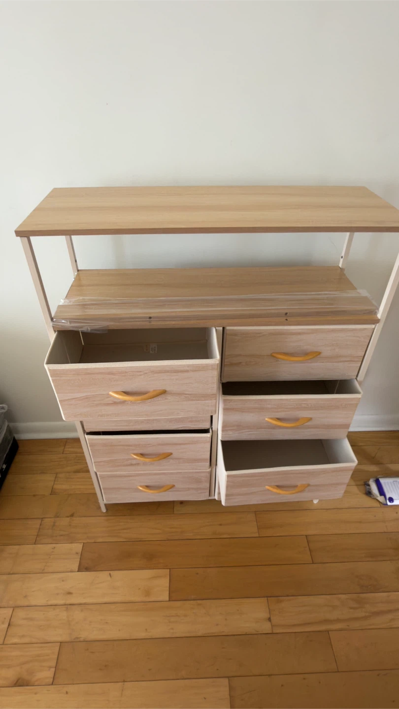Wooden 8-Drawer Dresser with Top Shelf