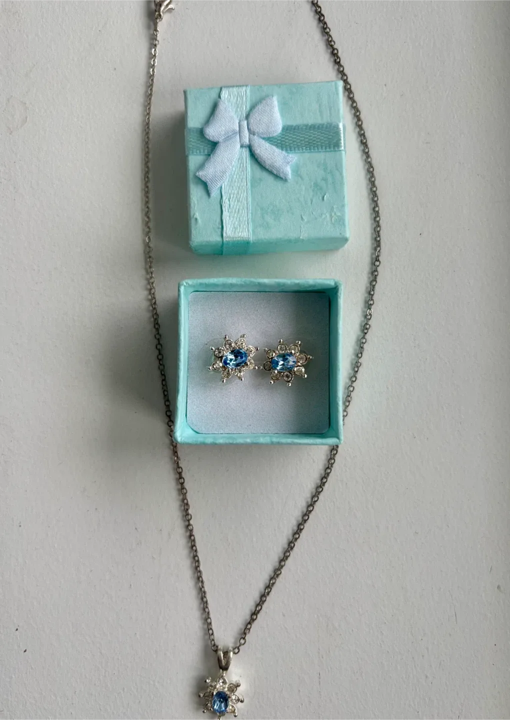Earring & Necklace Set with Blue Stones
