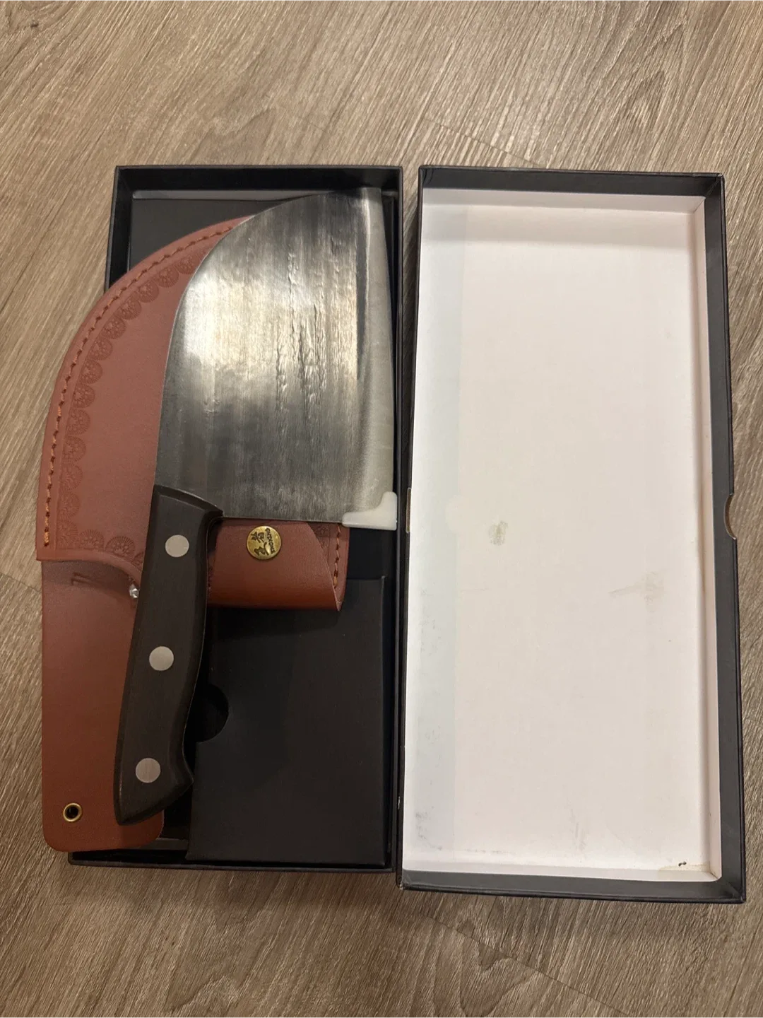 Moving Out Sale – Chef’s Cleaver Knife with Leather Sheath