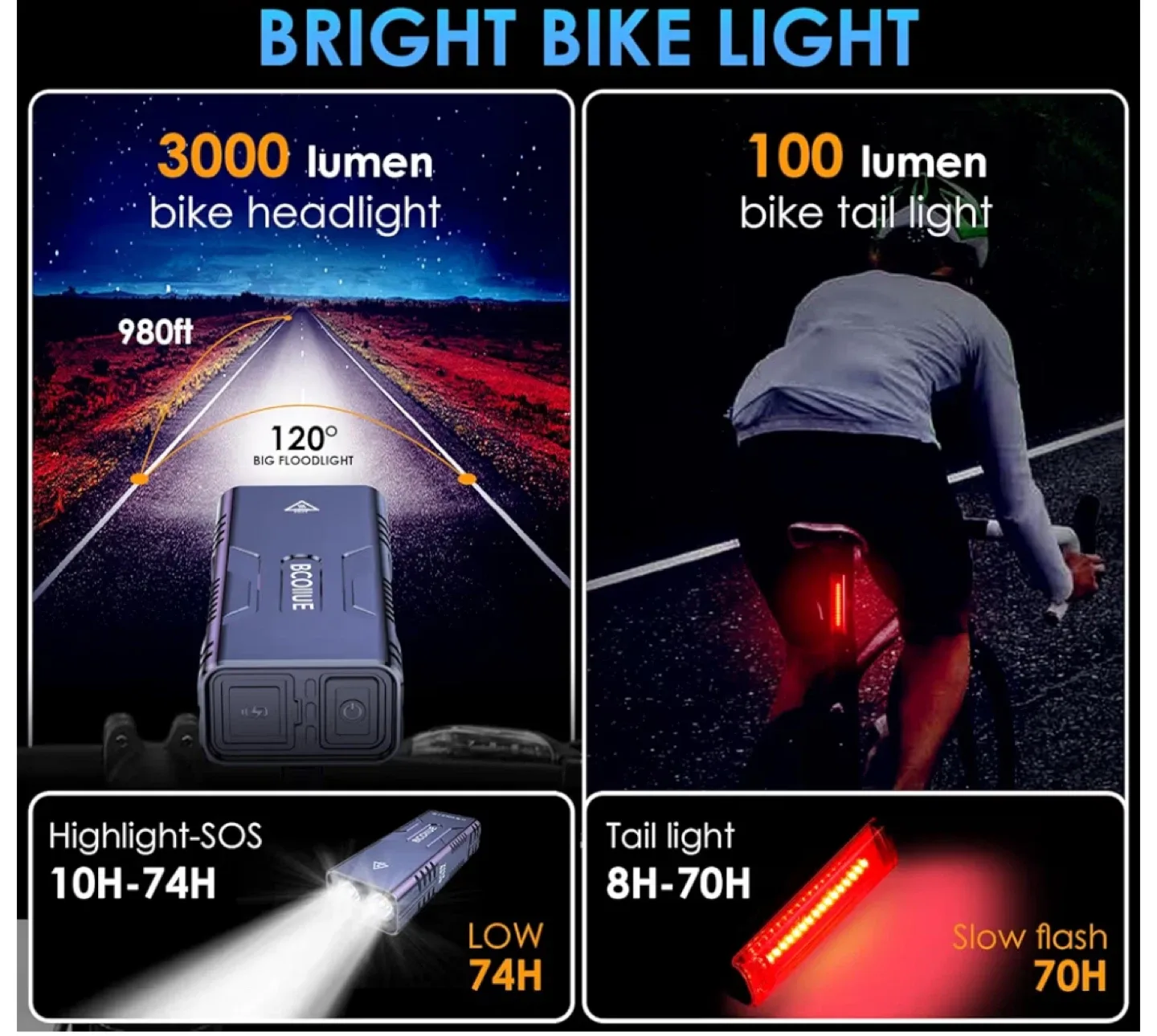 Bike Lights for Night Riding 10,000 Lumen Headlight