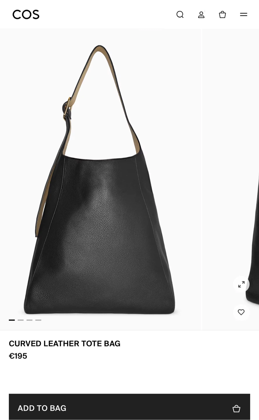 COS Curved Leather Tote Bag - 100% Leather - photo 4