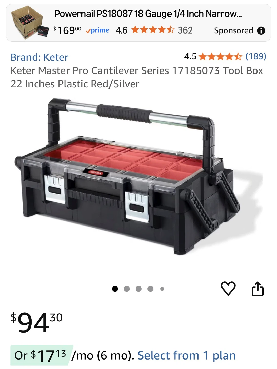 Keter Pro Cantilever Tool Box/Organizer 22 - photo 4