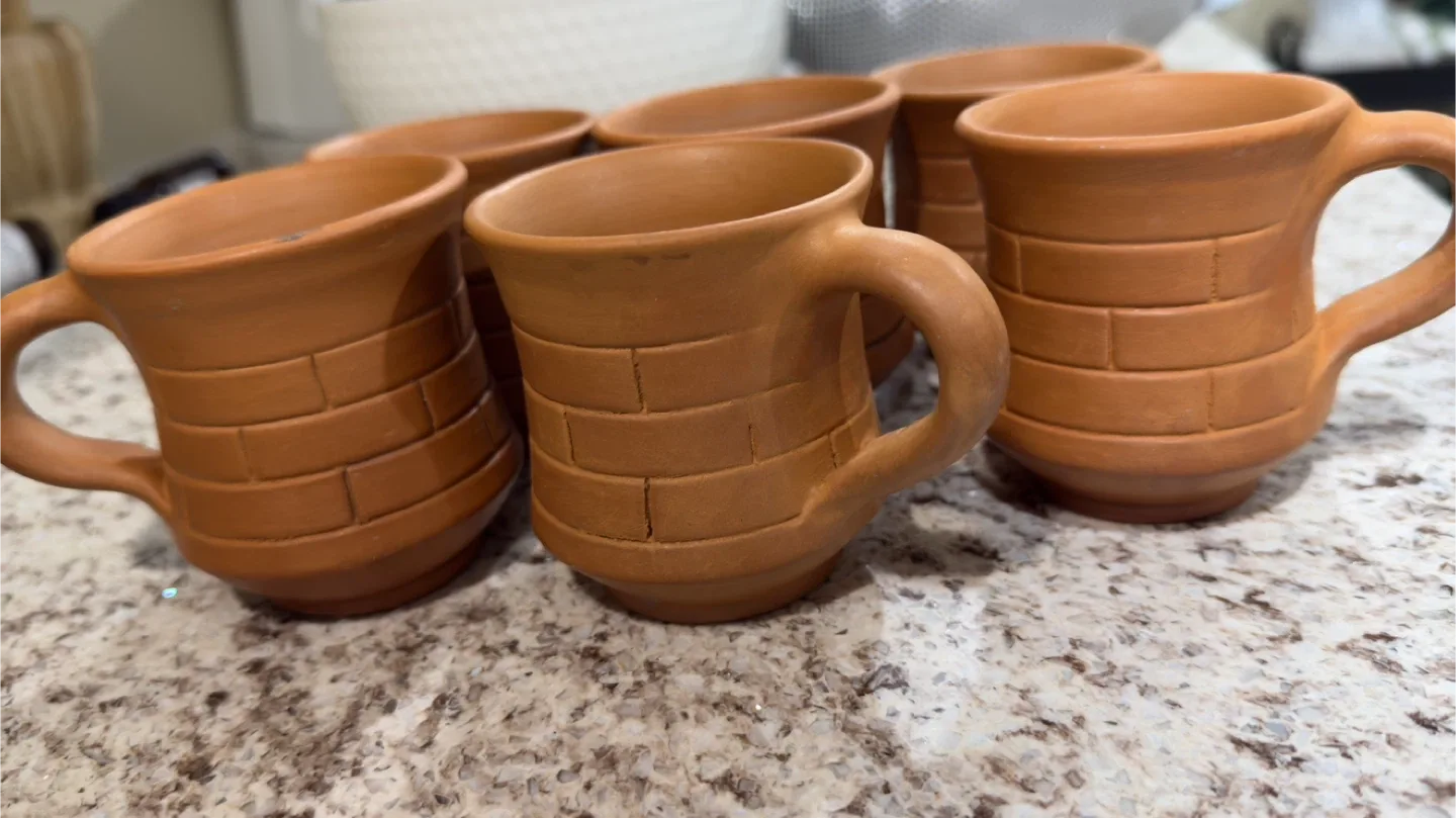 Set of 6 Handmade Clay Mugs