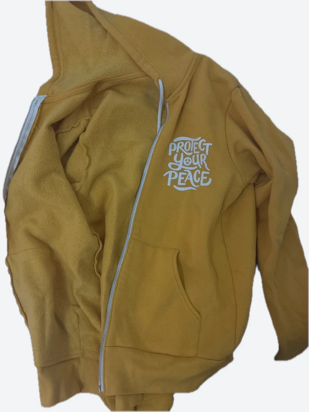 Yellow 'Project Your Peace' Zip-Up Hoodie