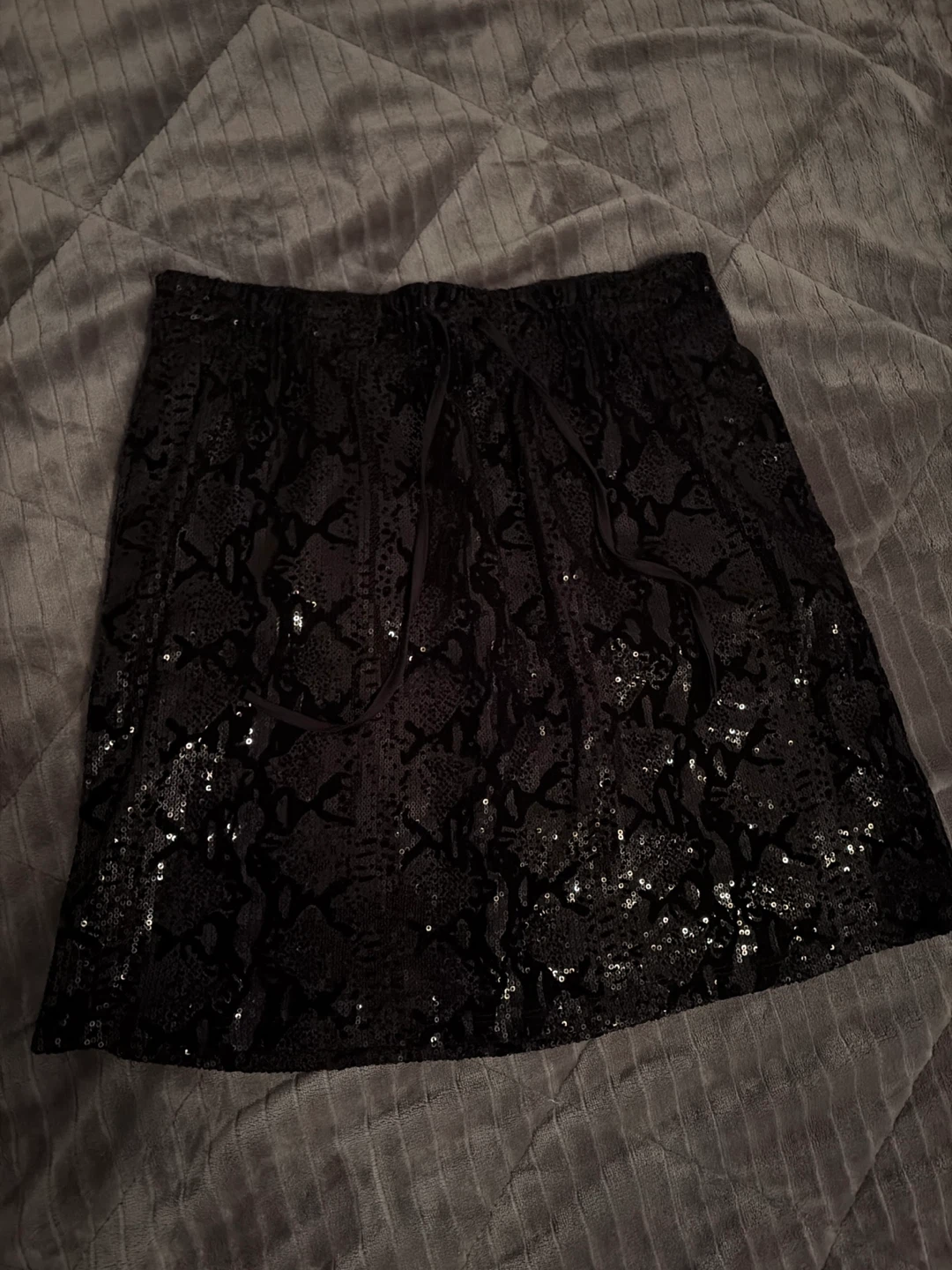 Black Sequin Mini Skirt