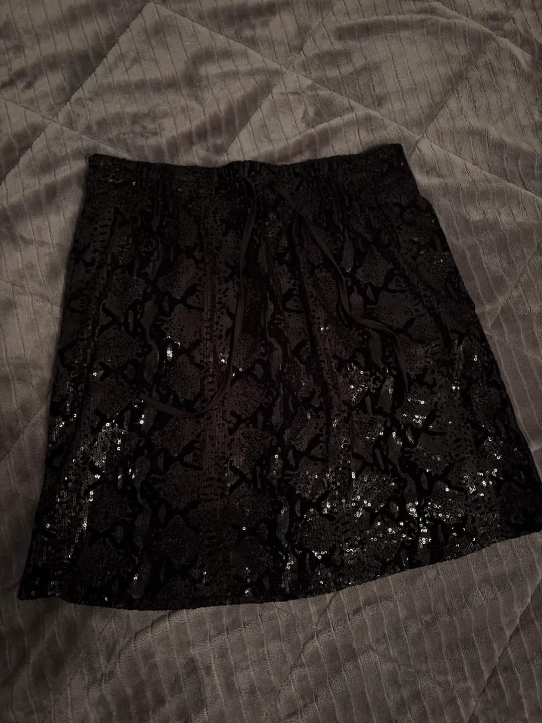 Black Sequin Mini Skirt