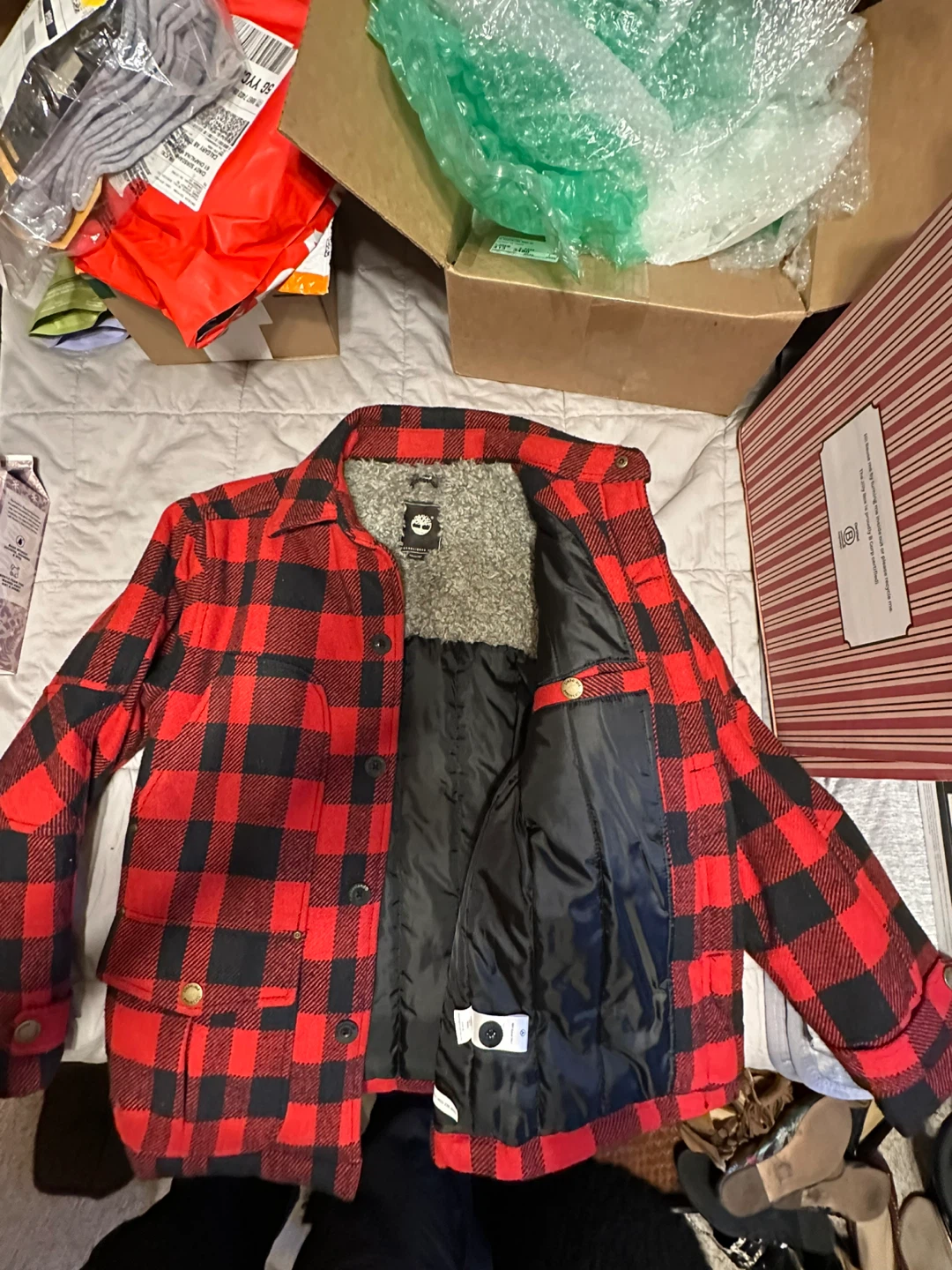 Timberland Red/Black Plaid Jacket - Size M - photo 2