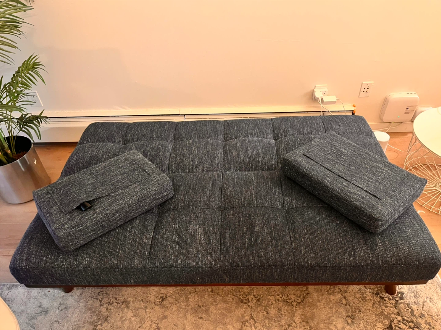 Convertible Futon Sofa Bed - Navy - photo 2