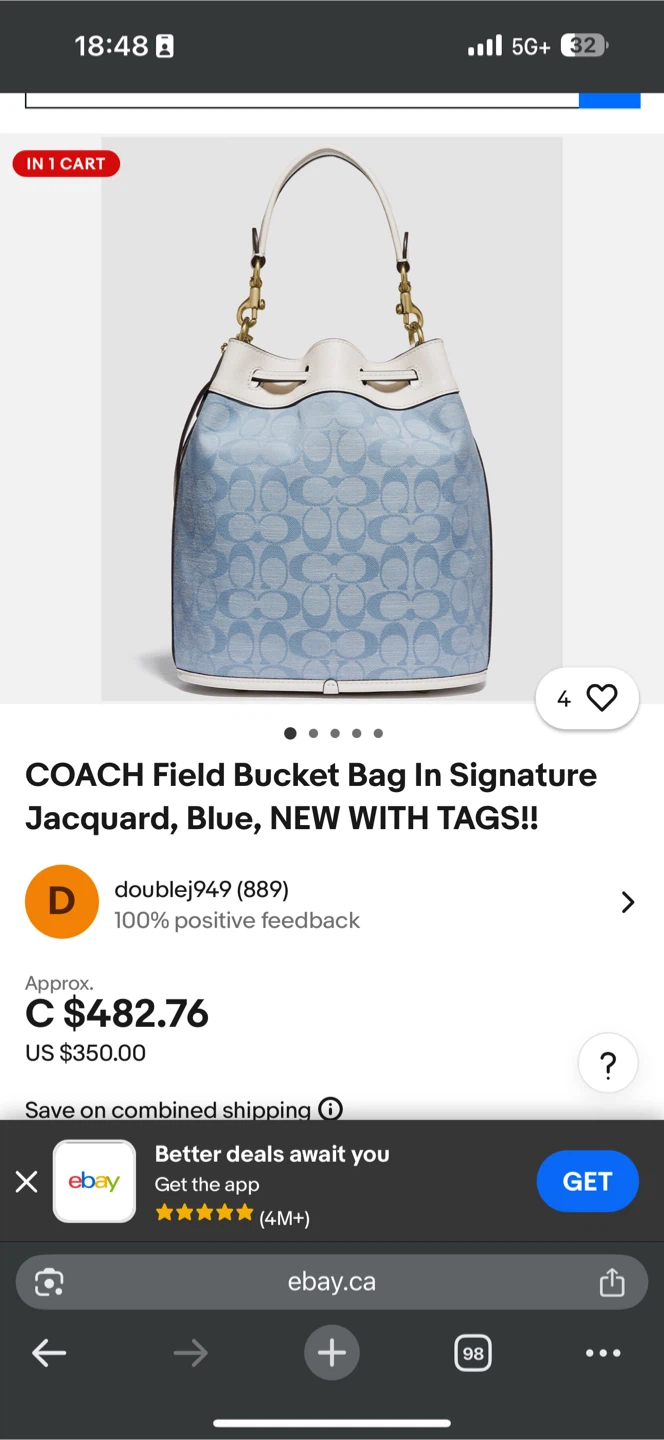 COACH Field Bucket Bag in Signature Jacquard, Blue