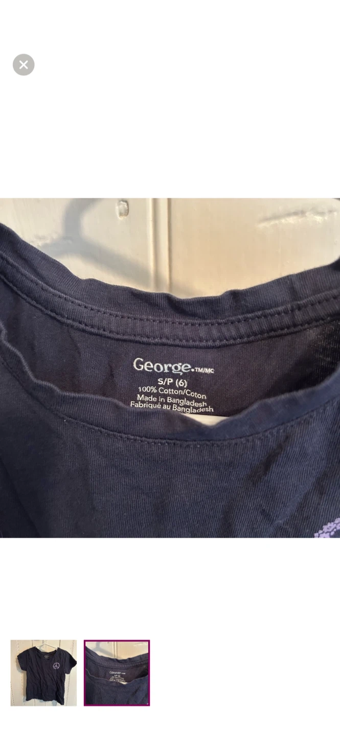 George Girls' Navy Blue Peace Sign T-Shirt Size S (6) - photo 2