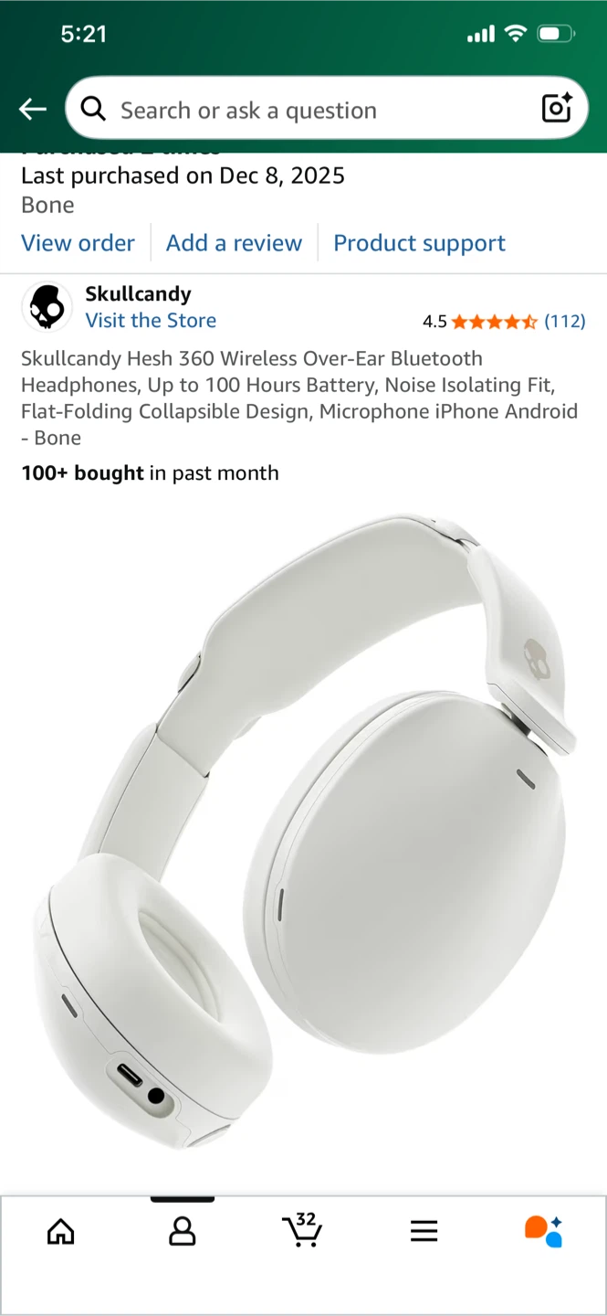 Skullcandy Hesh 360 Wireless Headphones - Bone