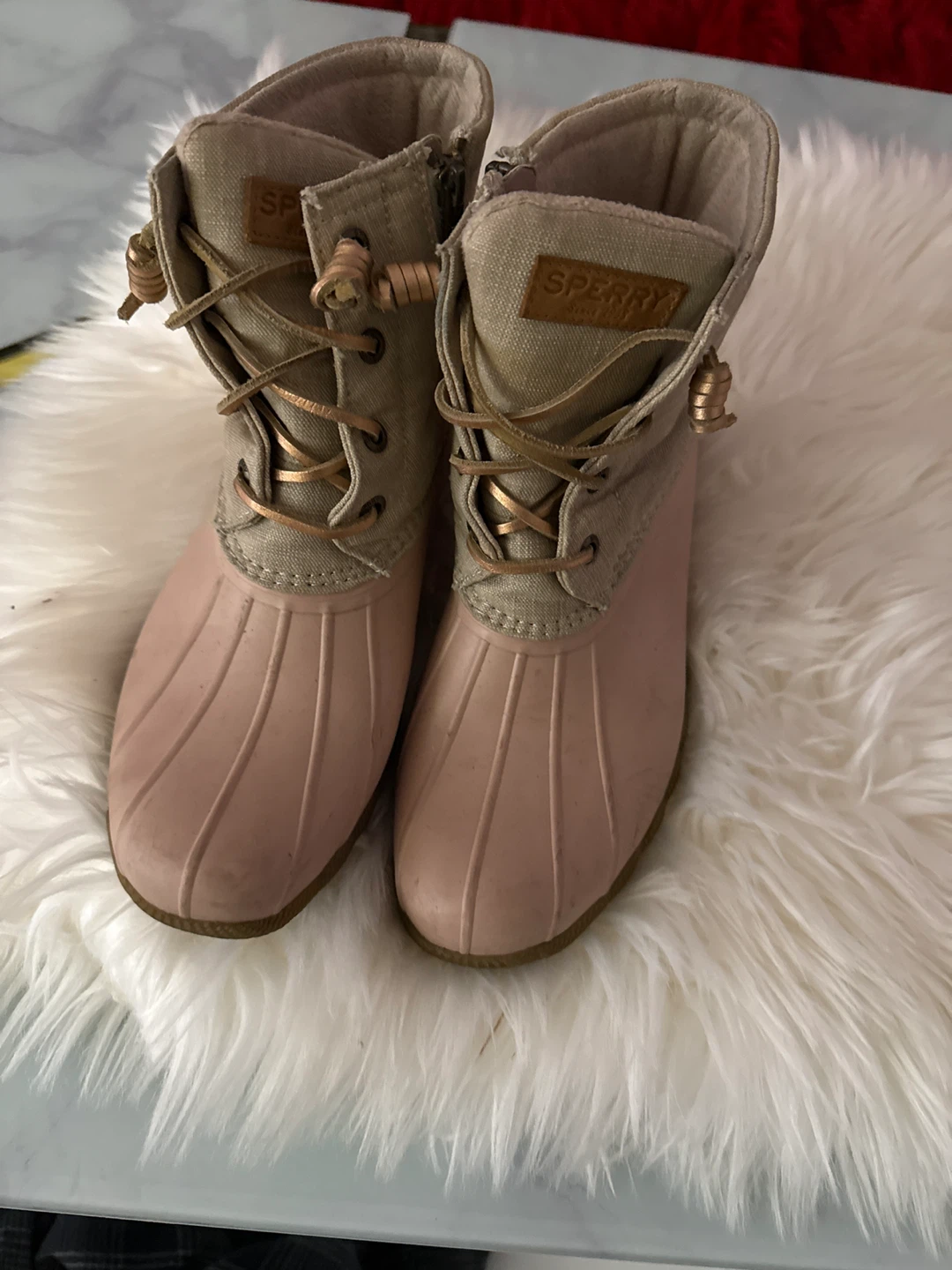 Size 7.5 Sperry Duck Boots Pink