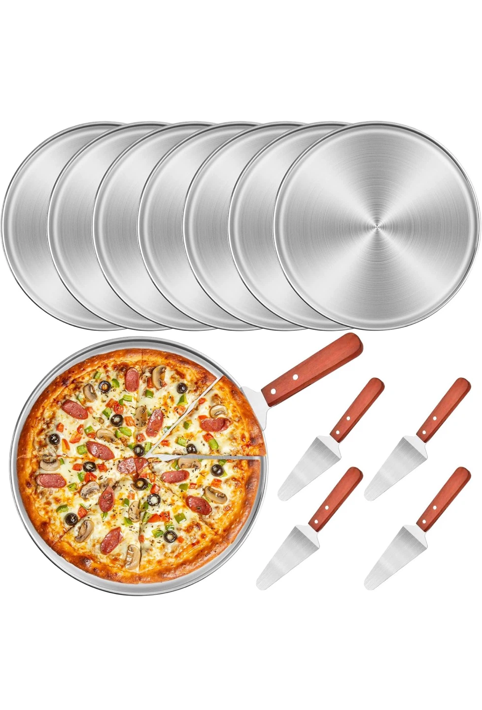 8pcs Pizza Pan & 4pcs Pizza Server Set