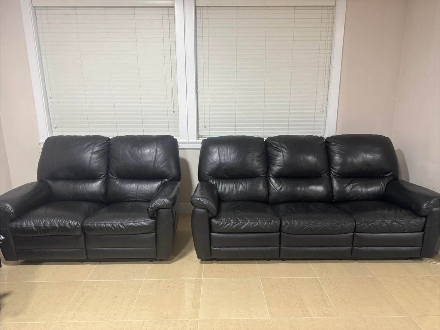 Black Leather Recliner Chair & Sofa Set