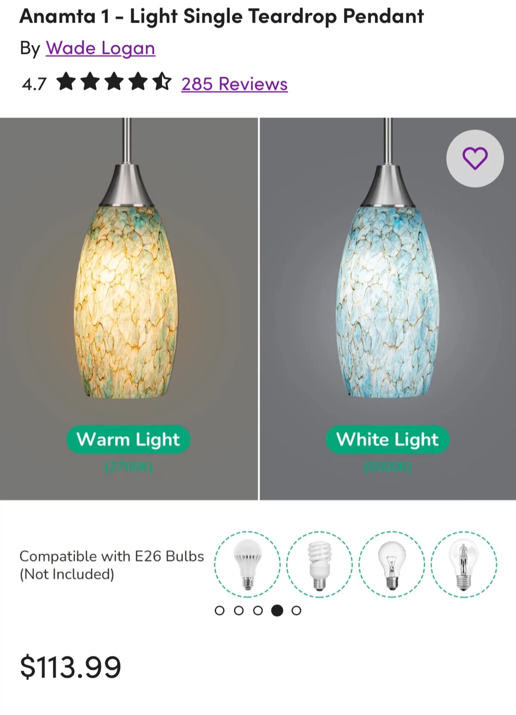 Anamta 1 - Light Single Teardrop Pendant