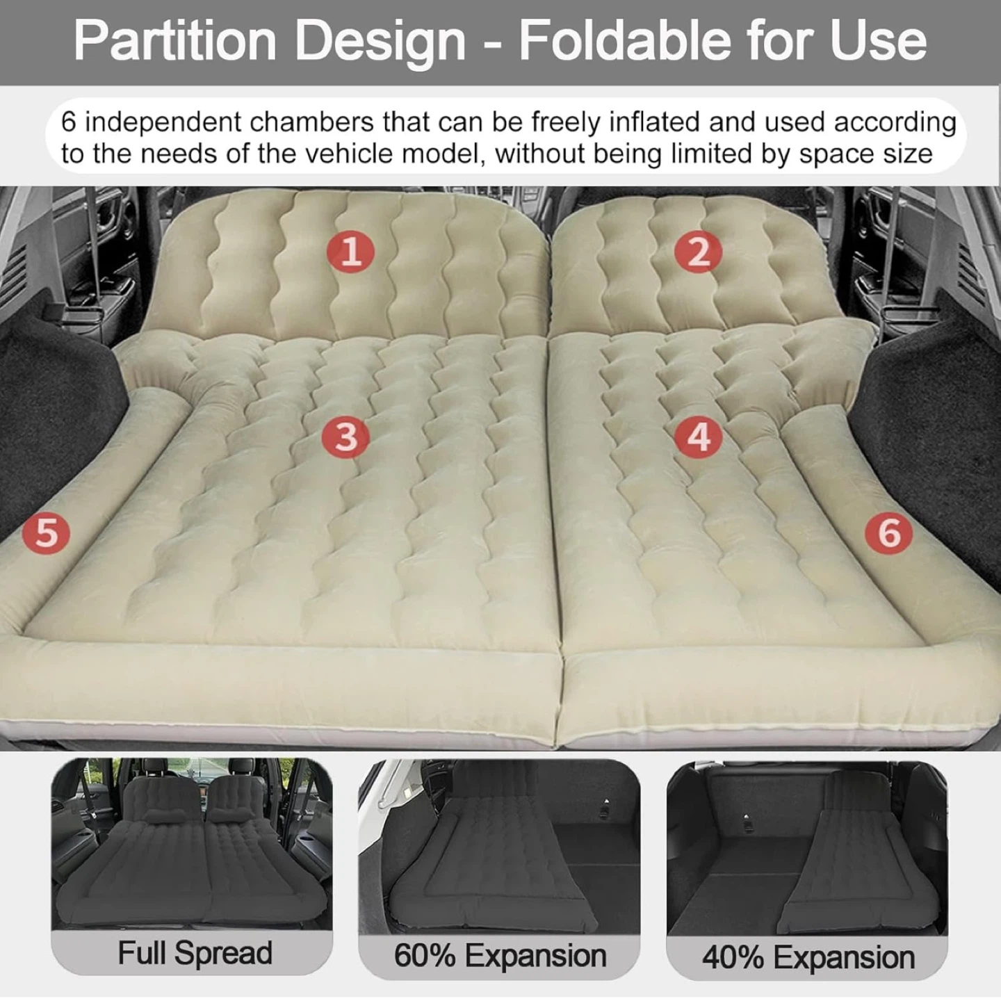 SUV Air Mattress,Camping Car Mattress/Car Bed with Electric Pump - photo 3