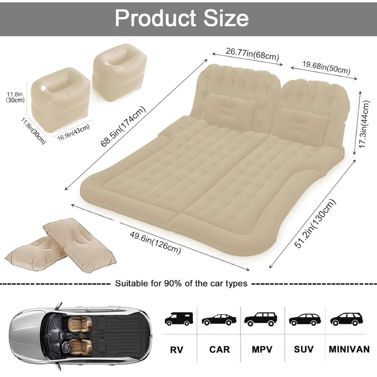 SUV Air Mattress,Camping Car Mattress/Car Bed with Electric Pump - photo 4