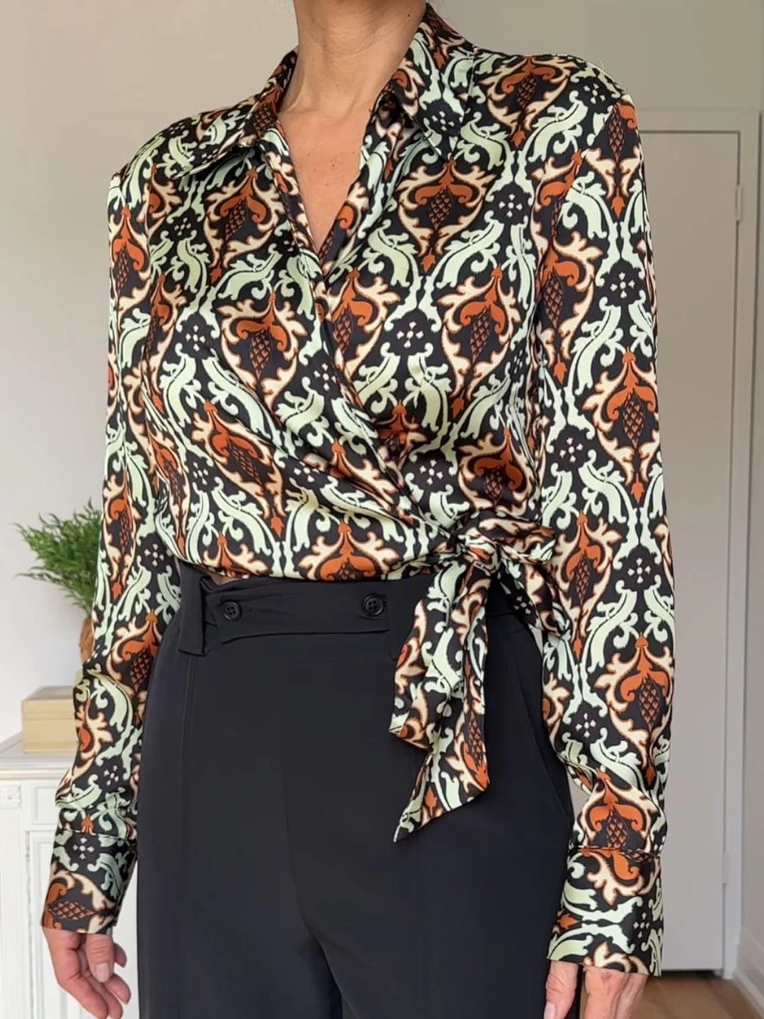 Imperial Fashion Italy Bohemian Satin Crossover Blouse - photo 2