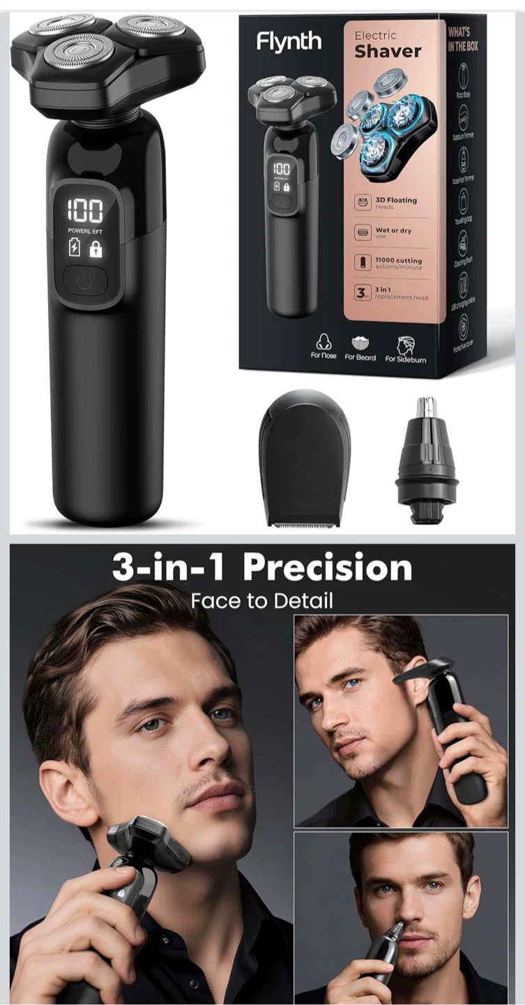 Flynth 3-in-1 Cordless Electric Shaver - New - photo 2