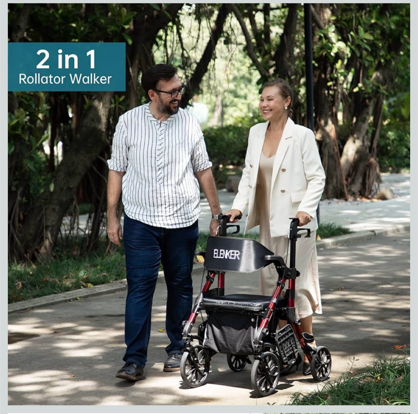 Elenker 2-in-1 Rollator Walker/Wheelchair - photo 3