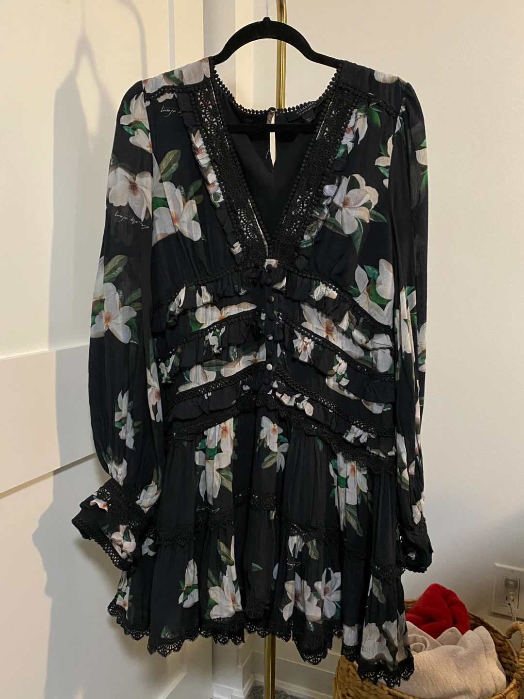 ALLSAINTS Floral Zora Mini Dress in Black - photo 3