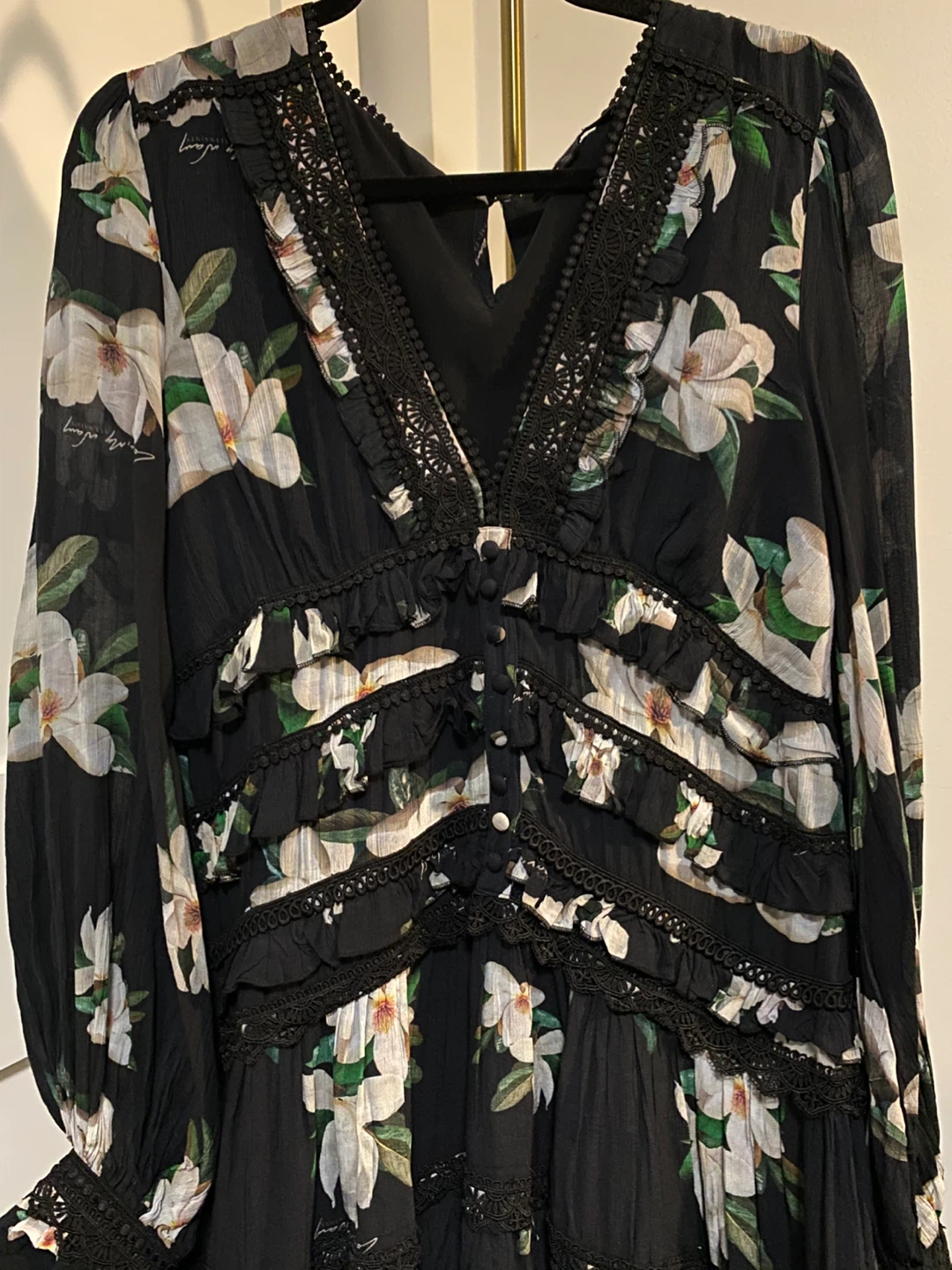 ALLSAINTS Floral Zora Mini Dress in Black - photo 4