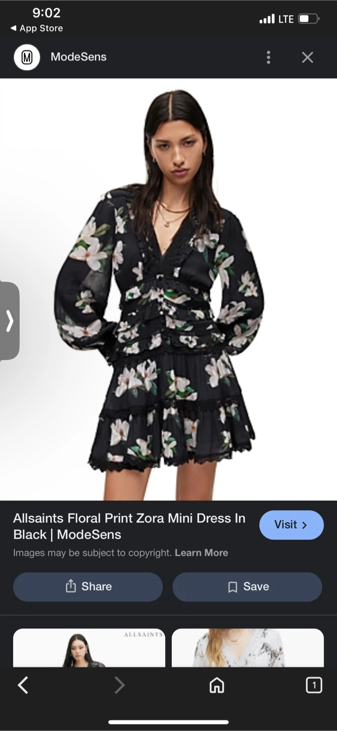 ALLSAINTS Floral Zora Mini Dress in Black