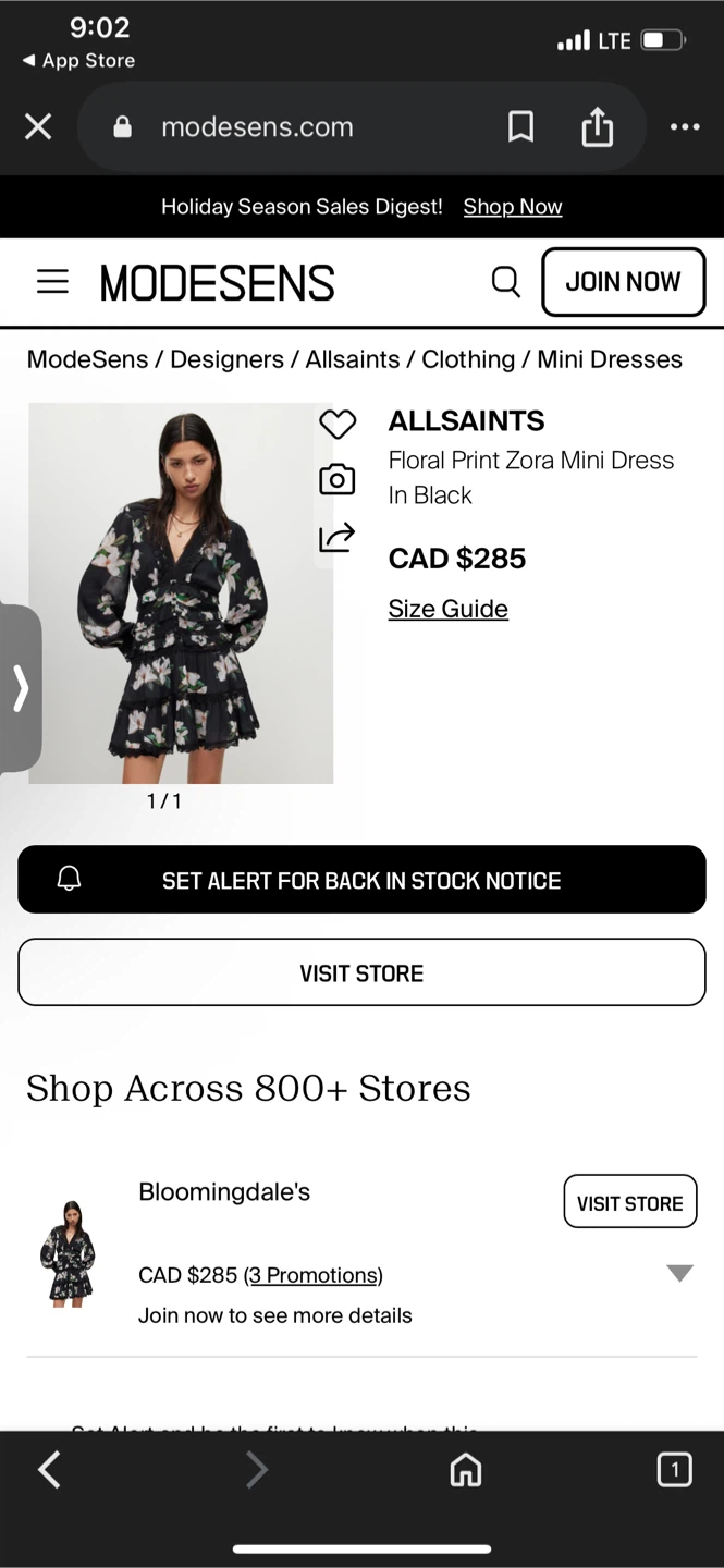 ALLSAINTS Floral Zora Mini Dress in Black - photo 2
