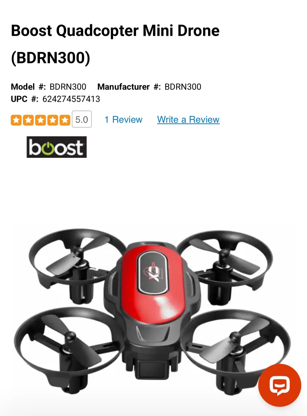 Boost Quadcopter Mini Drone (BDRN300)