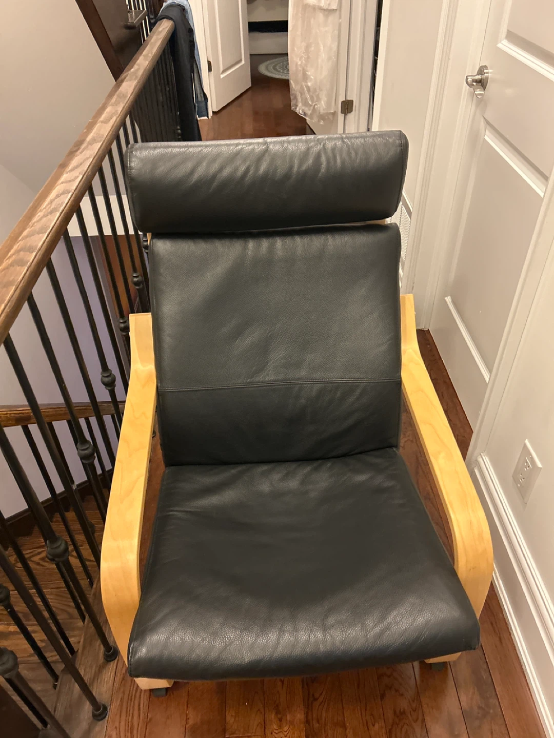 IKEA Poang Chair - Black Leather
