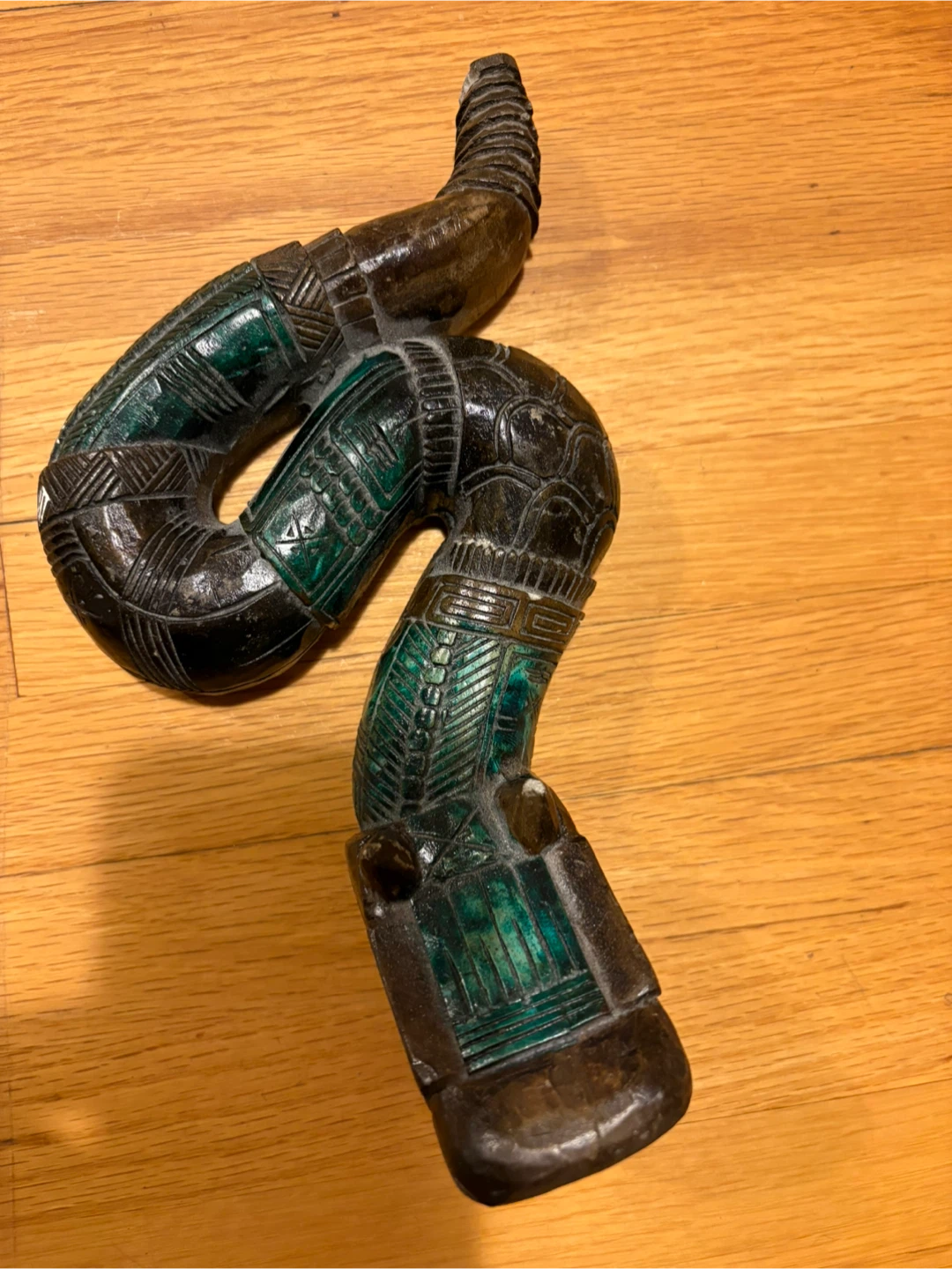 Vintage Serpent Carved Stone Sculpture
