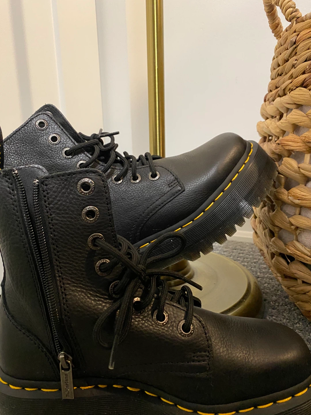 Dr. Martens Jadon III Black Leather Boots, Size 7 - photo 3